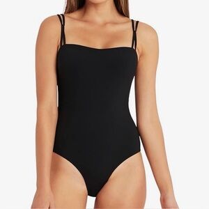 SEA LEVEL SWIM Dark Romance High Leg Bandeau Multifit One-Piece Swimsuit